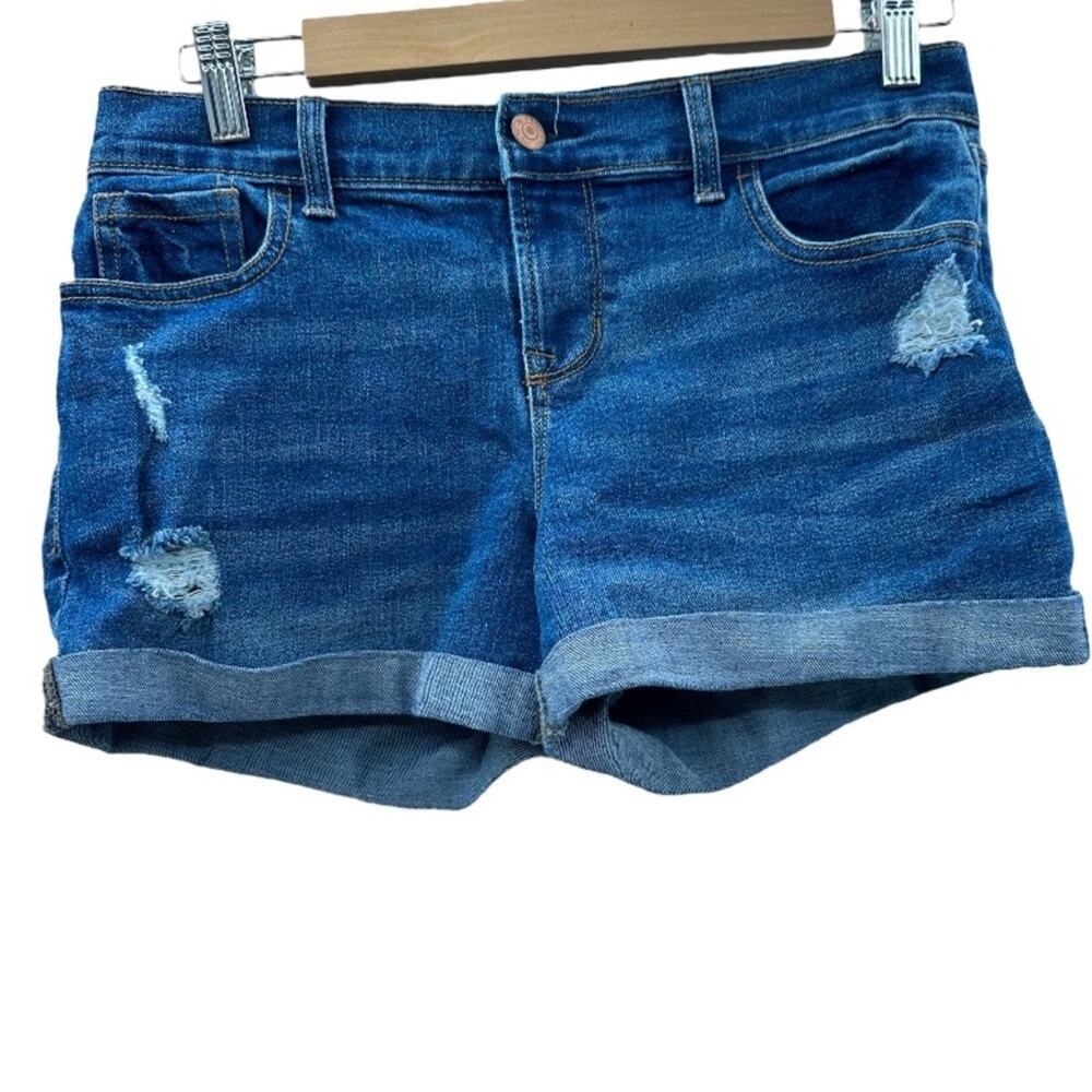 Old Navy Boyfriend Dark Wash Distressed Rolled Hem Short Shorts Size 2